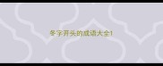 冬字开头的成语大全