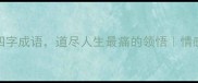 5个扎心四字成语道尽人生最痛的领悟情感共鸣篇