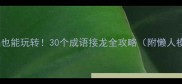 零基础也能玩转30个成语接龙全攻略附懒人模板