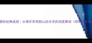 20个耗尽资源的经典成语从物尽其用到山穷水尽的深度解读附商务文学应用指南