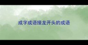成字成语接龙开头的成语
