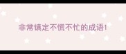 非常镇定不慌不忙的成语