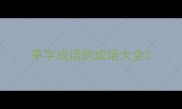 茅字成语的成语大全