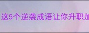 职场人必看这5个逆袭成语让你升职加薪快人一步