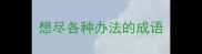 想尽各种办法的成语