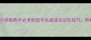 田野成语100个小学到高中必考的田字头成语及记忆技巧附赠田字格书写指南