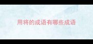 用将的成语有哪些成语