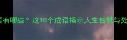 淡的成语有哪些这10个成语揭示人生智慧与处世哲学