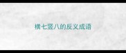 横七竖八的反义成语