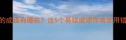 歹歹的成语有哪些这5个易错成语你肯定用错过