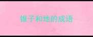 锥子和地的成语