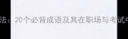胜页高效学习法20个必背成语及其在职场与考试中的实战应用