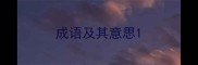 成语及其意思