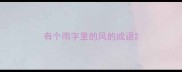 有个雨字里的风的成语