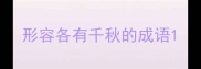 形容各有千秋的成语
