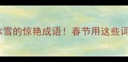 10个形容冰雪的惊艳成语春节用这些词作文更高级