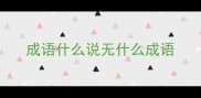 成语什么说无什么成语