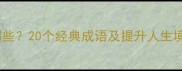 境界的成语有哪些20个经典成语及提升人生境界的实用方法