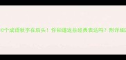 10个成语秋字在后头你知道这些经典表达吗附详细