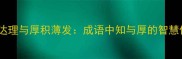 知书达理与厚积薄发成语中知与厚的智慧传承