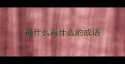 再什么再什么的成语