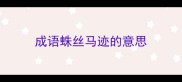 成语蛛丝马迹的意思