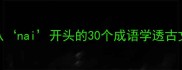 成语接龙大挑战从nai开头的30个成语学透古文智慧亲子共学攻略
