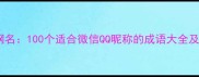 最新创意网名100个适合微信QQ昵称的成语大全及使用指南