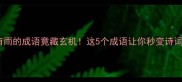 有笋有雨的成语竟藏玄机这5个成语让你秒变诗词达人