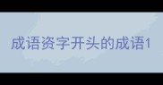 成语资字开头的成语
