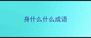 身什么什么成语