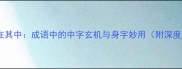 身在其中成语中的中字玄机与身字妙用附深度