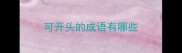可开头的成语有哪些
