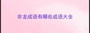 非龙成语有哪些成语大全