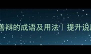 10个表示人能言善辩的成语及用法提升说服力的语言艺术