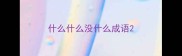 什么什么没什么成语