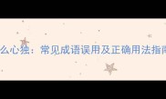 什么心独常见成语误用及正确用法指南