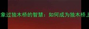 职场生存必看大象过独木桥的智慧如何成为独木桥上的大象
