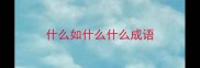 什么如什么什么成语