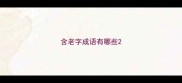 含老字成语有哪些