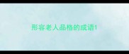 形容老人品格的成语