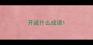 开诚什么成语