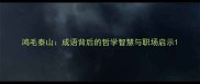 鸿毛泰山成语背后的哲学智慧与职场启示