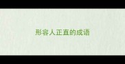 形容人正直的成语