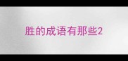 胜的成语有那些