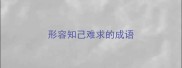 形容知己难求的成语